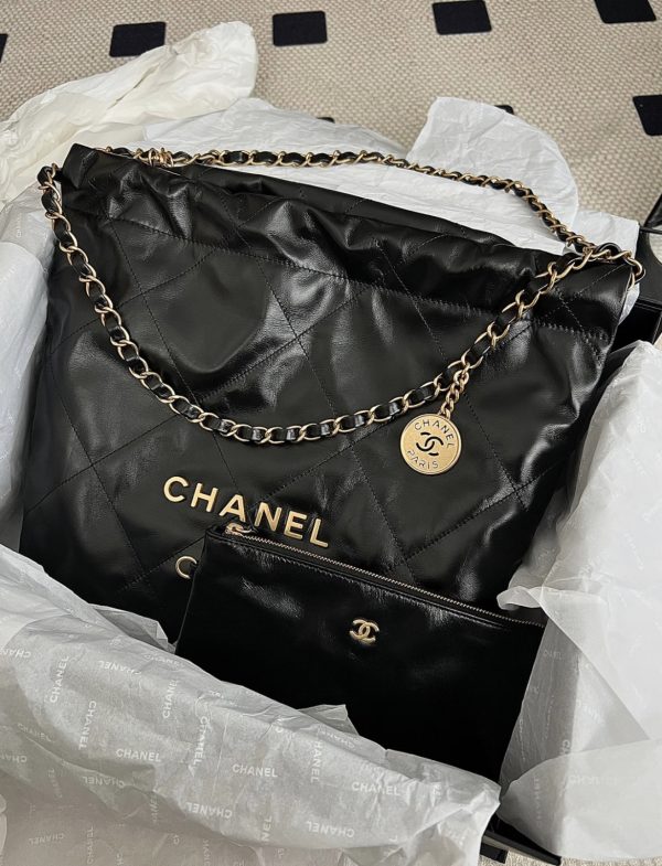 Chanel Double Chain Tote Shopping Bag Shoulder Bag
